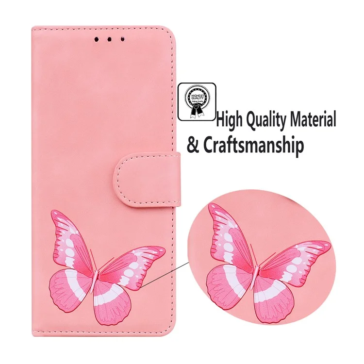 Magnetverschluss-Hautgefühl-Telefon-Hülle Anti-Kratzer Schmetterling-Druck Ständer Geldbörse Leder-Telefon-Abdeckung für Google Pixel 6a - Pink