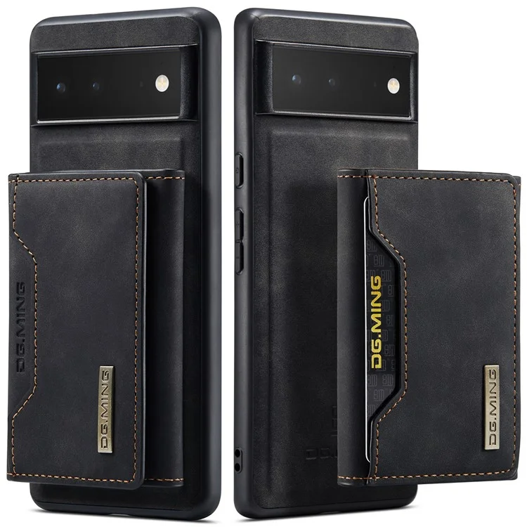 DG.MING M2 Series Multi Card Slots Anti-fall Magnetic Wallet Design Hybrid Case with Kickstand for Google Pixel 6 - Black