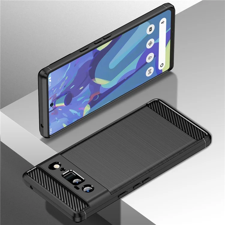 1.8mm Carbon Fiber Texture TPU Case Brushed Surface Anti-Scratch Anti-Fall Phone Protective Cover for Google Pixel 6 Pro - Black