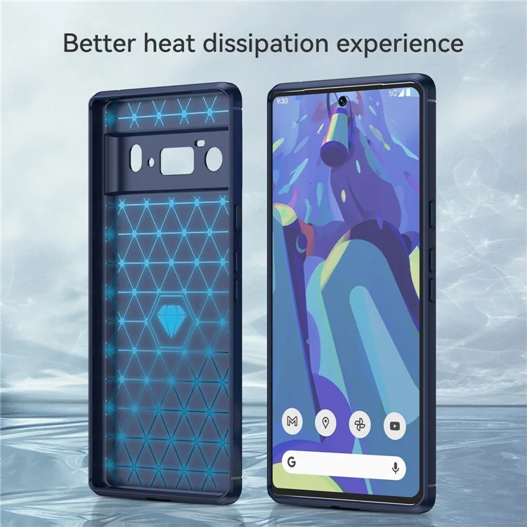 1.8mm Carbon Fiber Texture TPU Case Brushed Surface Anti-Scratch Anti-Fall Phone Protective Cover for Google Pixel 6 Pro - Blue