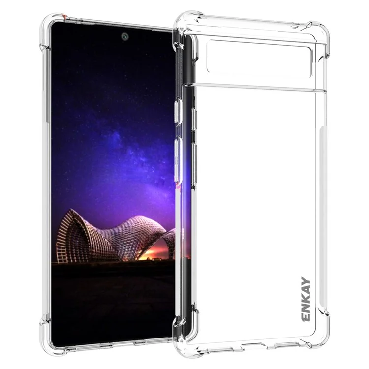 Enkay Hat Prince Anti-slip Borde Crystal Shell Transparente Corronias Reforzadas Case de Teléfono TPU Para Google Pixel 6