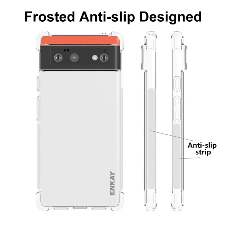 Enkay Hat Prince Anti-slip Borde Crystal Shell Transparente Corronias Reforzadas Case de Teléfono TPU Para Google Pixel 6
