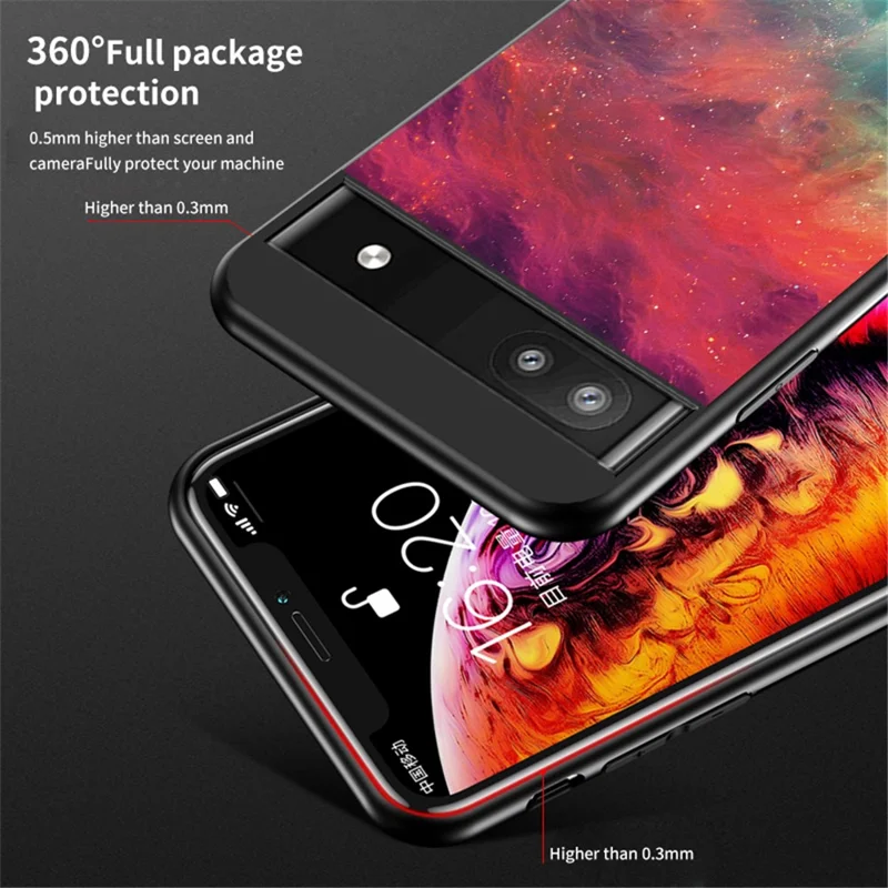 Starry Sky Pattern Tempered Glass + PC + TPU Slim Light Phone Case for Google Pixel 6a - Color Starry Sky