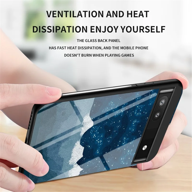 Starry Sky Pattern Tempered Glass + PC + TPU Slim Light Phone Case for Google Pixel 6a - Color Starry Sky