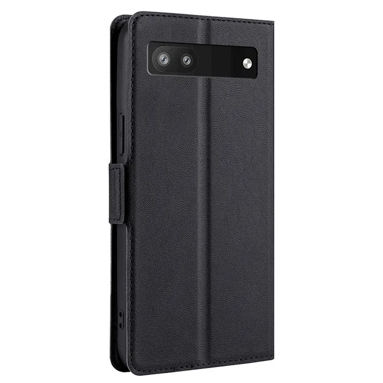 Coloque el Lado Ultra Delgado PU Tarjeta de Cuero Diseño de la Ranura Anti-drop Cover Cape de Cubierta Para Google Pixel 6a - Negro