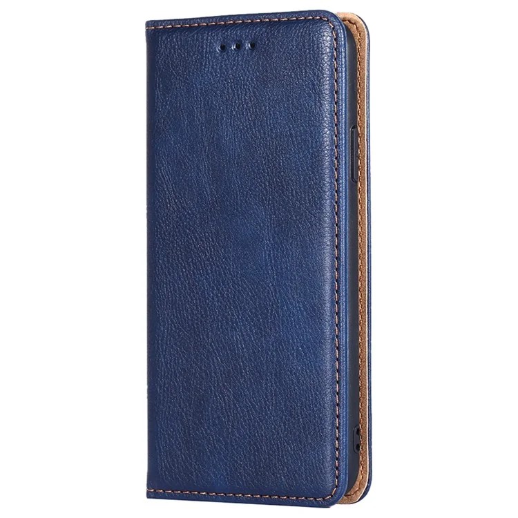 Flip PU Leather + TPU Bumper Stand Cover Wallet Auto-absorbed Phone Case for Google Pixel 6a  - Blue