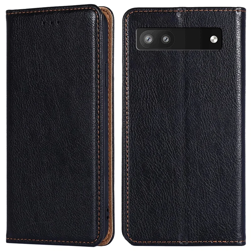 Flip PU Leather + TPU Bumper Stand Cover Wallet Auto-absorbed Phone Case for Google Pixel 6a  - Black