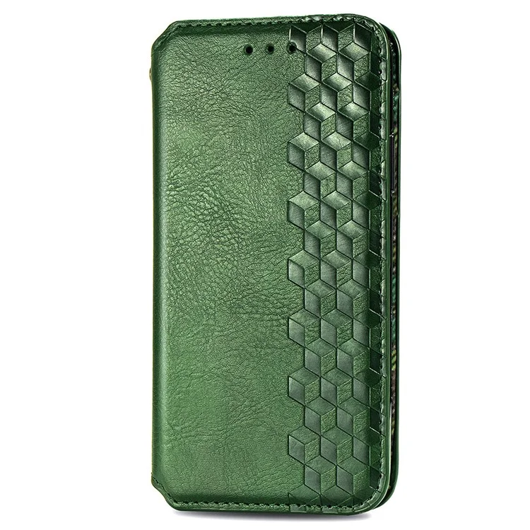 For Google Pixel 6a PU Leather Case Rhombus Imprint Wallet Stand Phone Cover - Green