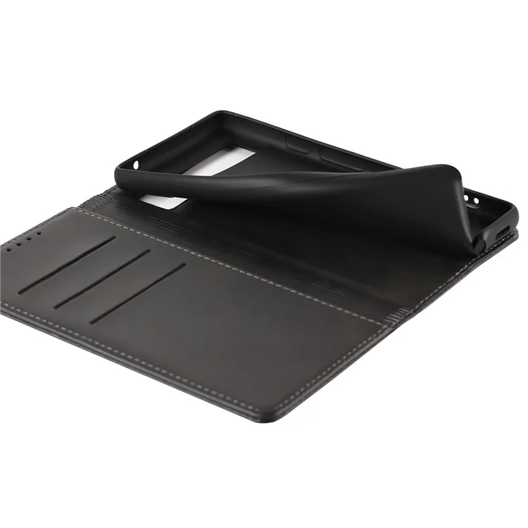 PU Leather + TPU Phone Case for Google Pixel 6a, Stand Wallet Shockproof Anti-fall Auto Closure Magnetic Cover - Black