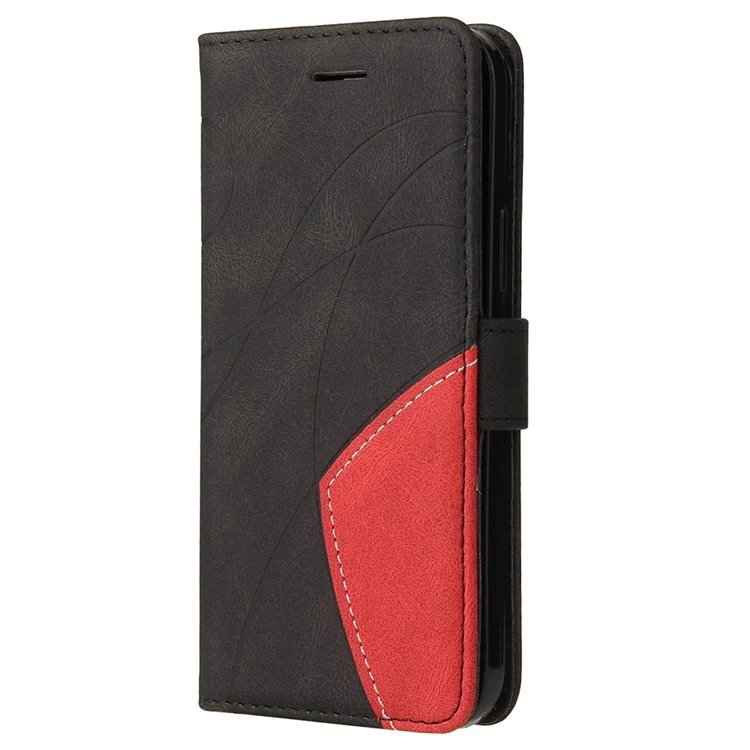 Pour Google Pixel 6a 5G KT Series en Cuir en Double Couleur 1 Couvercle de Porte-support en Cuir en Cuir Avec Sangle de Poignet - le Noir