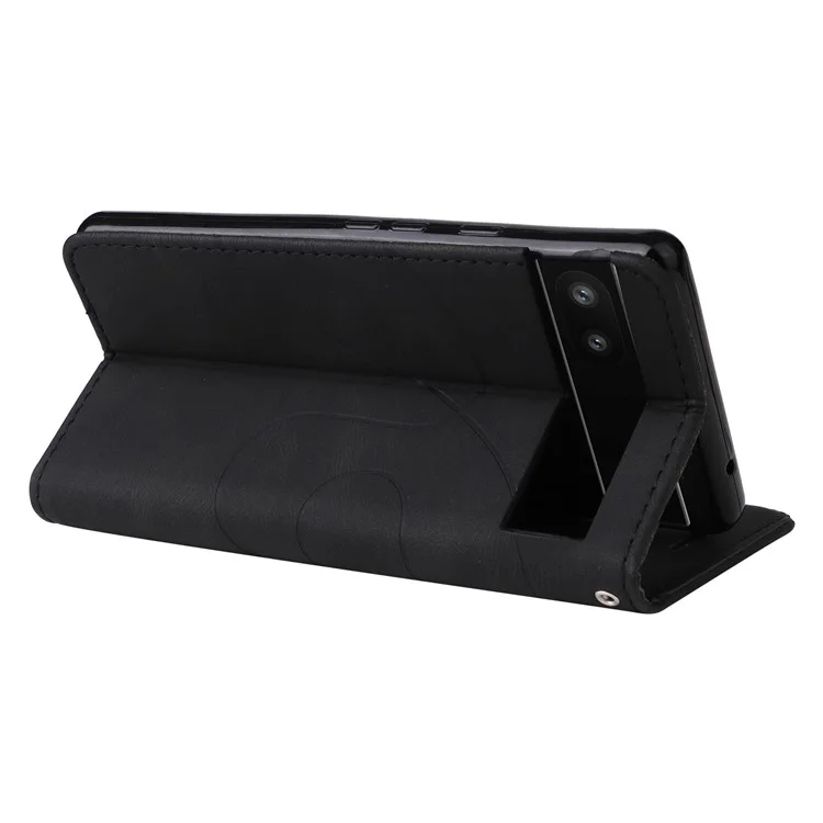 Pour Google Pixel 6a 5G KT Series en Cuir en Double Couleur 1 Couvercle de Porte-support en Cuir en Cuir Avec Sangle de Poignet - le Noir