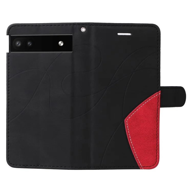 Pour Google Pixel 6a 5G KT Series en Cuir en Double Couleur 1 Couvercle de Porte-support en Cuir en Cuir Avec Sangle de Poignet - le Noir
