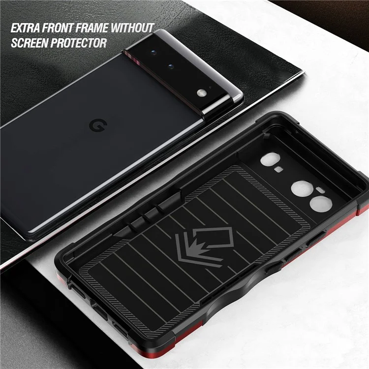 Para Google Pixel 6 Cubierta De Armadura Híbrida De Doble Capa, Funda Protectora De TPU De Anti-scratch PC + Soft TPU Con Soporte Magnético - Azul