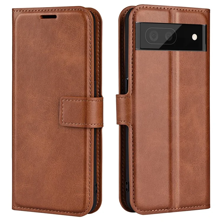 For Google Pixel 7 Pro 5G Drop-proof Textured PU Leather Wallet Phone Case Full Protection Stand Cover - Light Brown