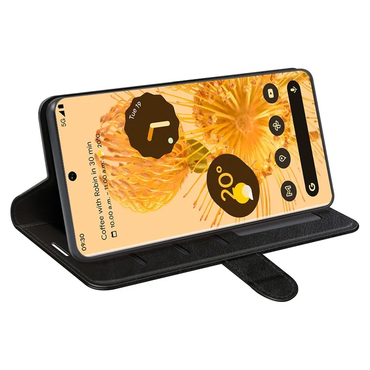 Per Google Pixel 7 5G Wallet PU Leather Phone Case Crazy Horse Texture Stand Cover - Nero