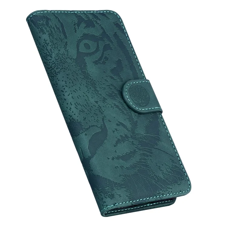 Для Google Pixel 7 5G Tiger Pattern Imprinted Magnetic Clasp PU Leather Case Wallet Stand Phone Cover - Green