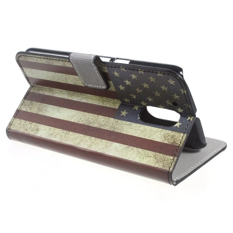 Patterned Leather Wallet Stand Cover for Motorola Moto G4/G4 Plus - Retro US Flag