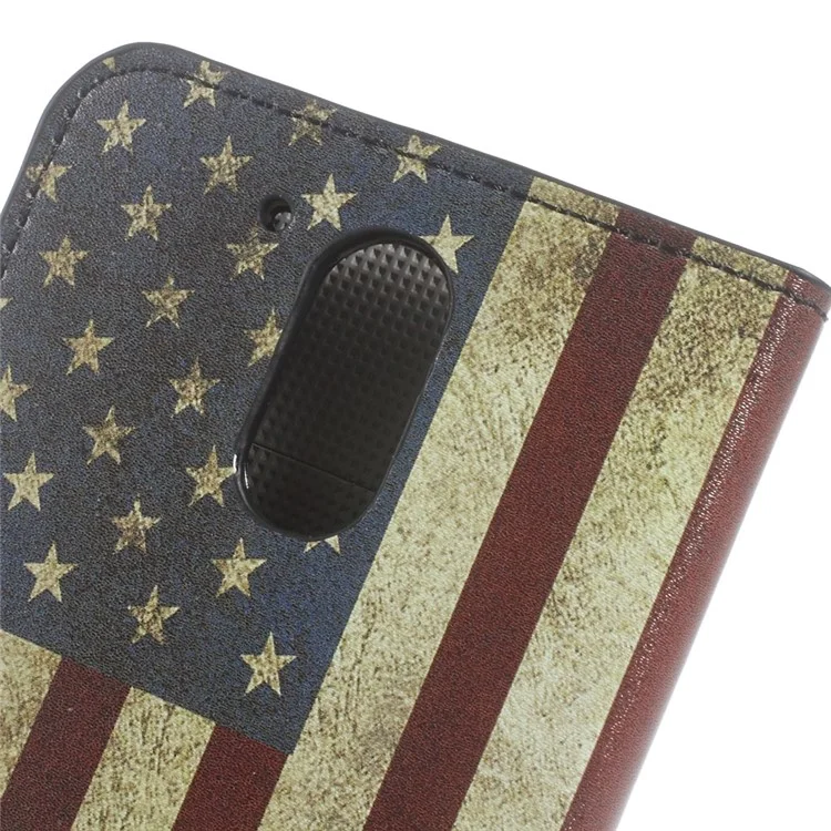 Patterned Leather Wallet Stand Cover for Motorola Moto G4/G4 Plus - Retro US Flag