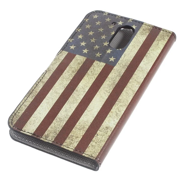 Patterned Leather Wallet Stand Cover for Motorola Moto G4/G4 Plus - Retro US Flag