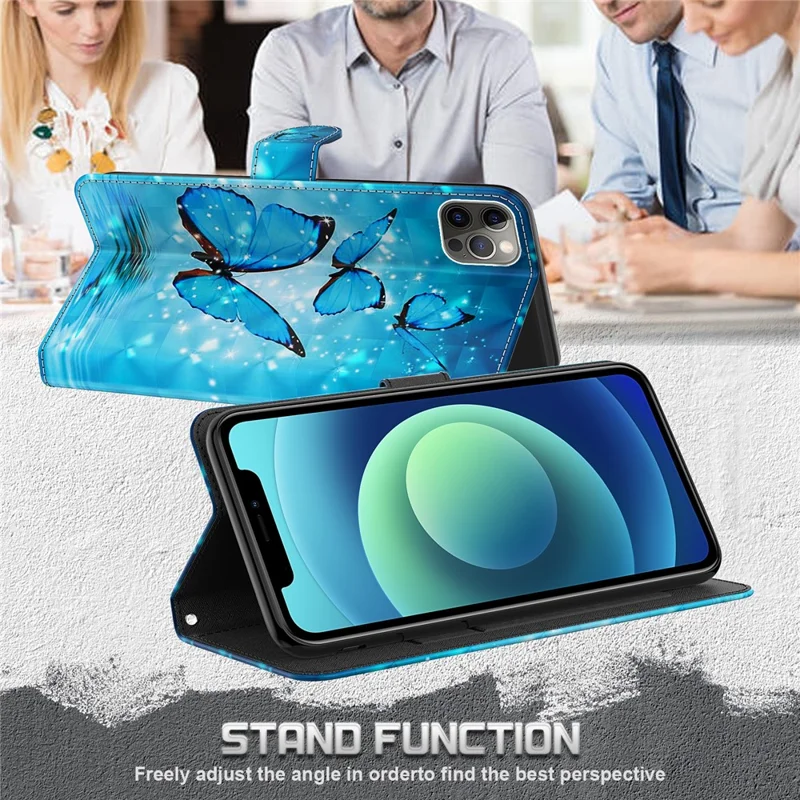 For Google Pixel 7 Pro 5G 3D Creative Pattern Printing PU Leather Case Stand Wallet Soft TPU Book Cover with Strap - Blue Butterflies