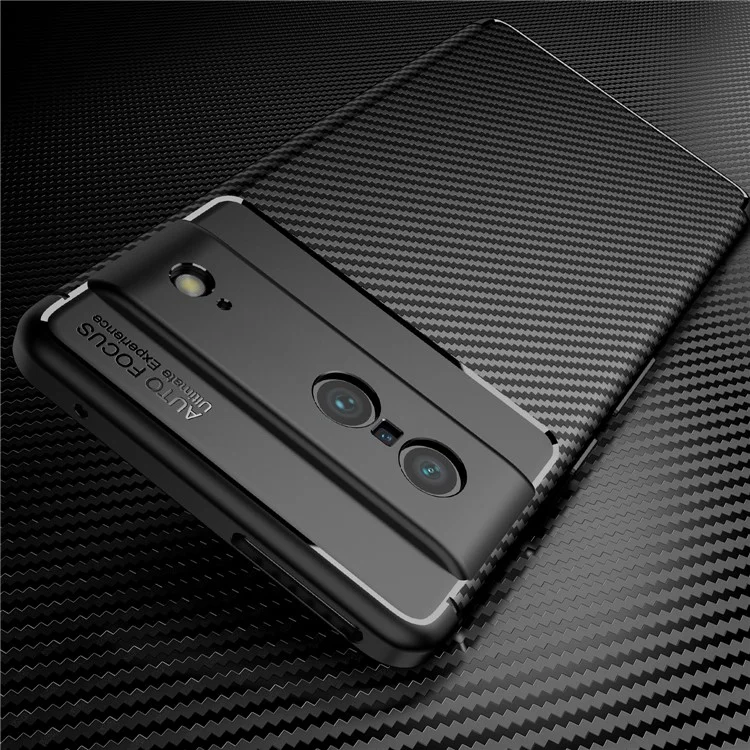 Para Google Pixel 7 Funda de Carbono Texturizada Ligera Funda TPU Absorción de Golpes - Negro
