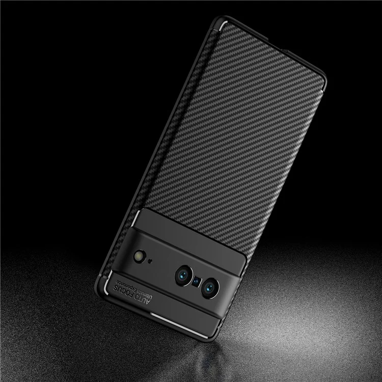 For Google Pixel 7 Carbon Fiber Texture Case Lightweight Soft TPU Shock Absorption Cover - Black