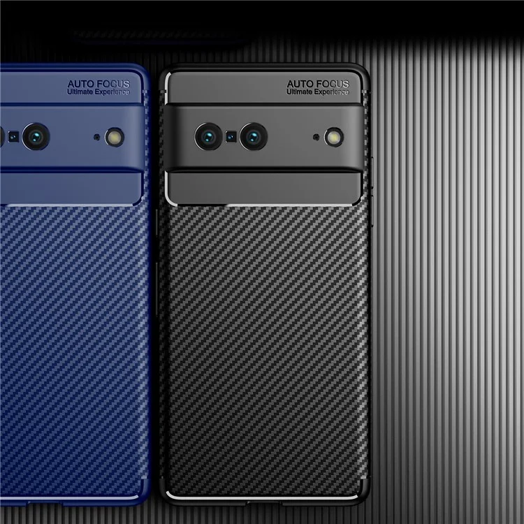 For Google Pixel 7 Carbon Fiber Texture Case Lightweight Soft TPU Shock Absorption Cover - Black