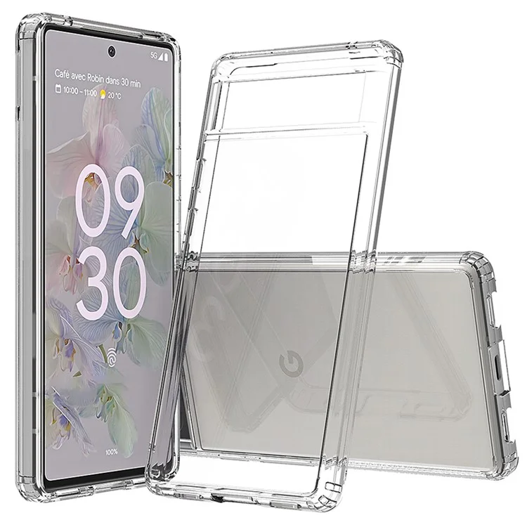 Pour Google Pixel 6a Crystal Clear Anti-scratch Phone Case Hard Acrylic + Soft TPU Hybrid Cover