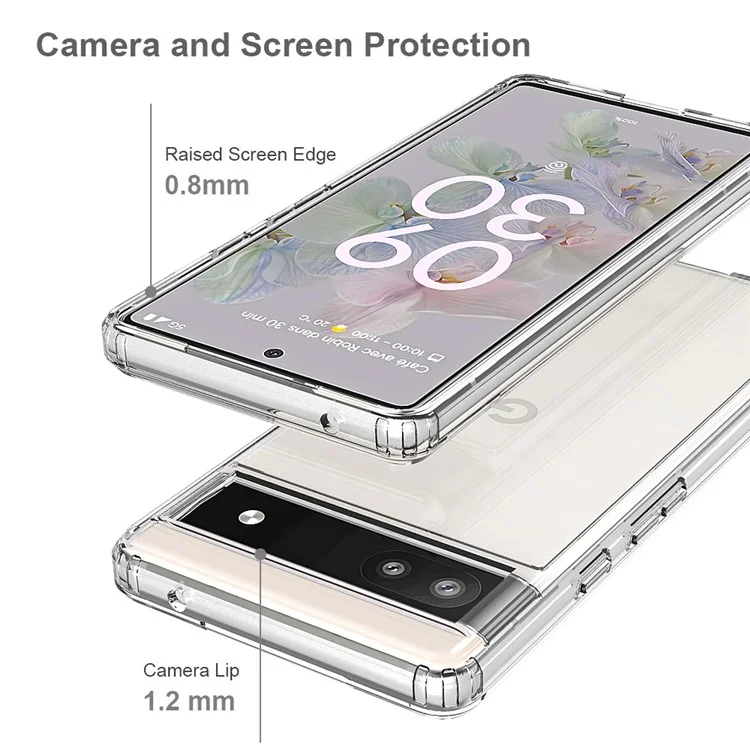 Pour Google Pixel 6a Crystal Clear Anti-scratch Phone Case Hard Acrylic + Soft TPU Hybrid Cover