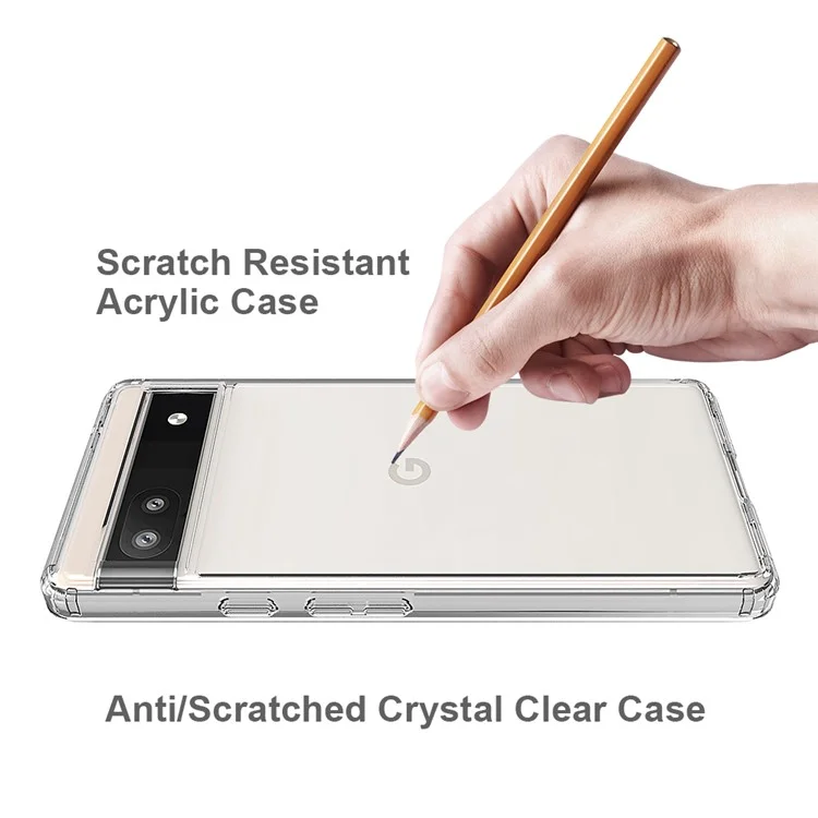 Für Google Pixel 6A Crystal Clear Anti-Scratch-Telefongehäuse Hard Acryl + Weiche TPU-Hybridabdeckung