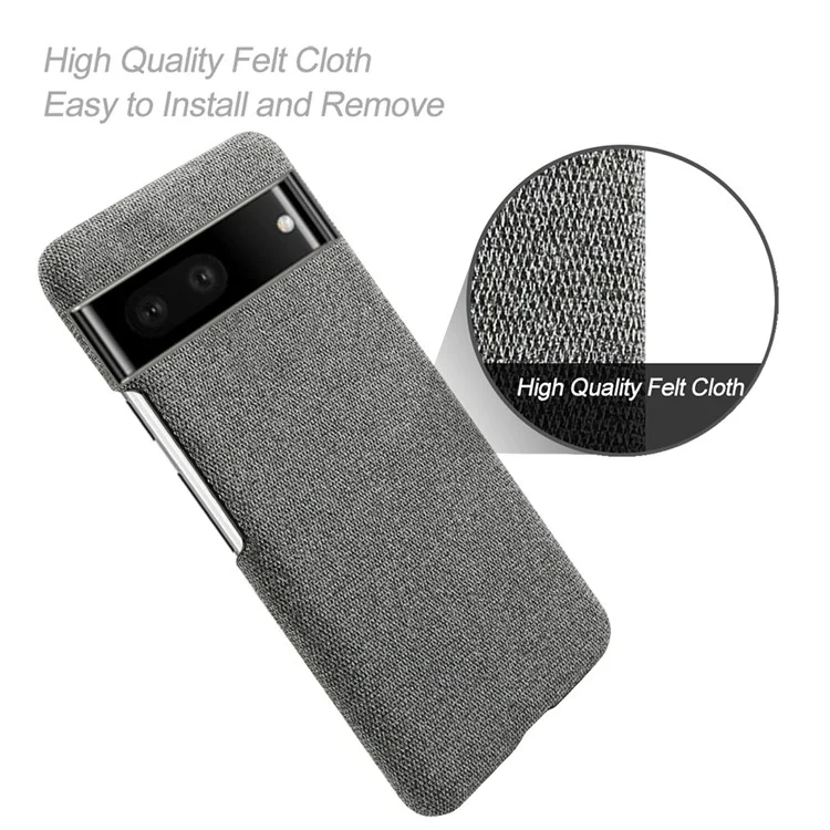 Para Google Pixel 7 Drop Proof Solid Color Cloth Texture Protective Shell Hard PC Phone Case - Cinza