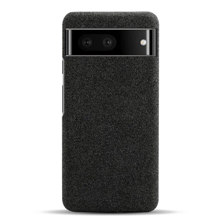 Для Google Pixel 7 Drop Proof Solid Color Cloth Texture Protective Shell Hard PC Phone Case - Black