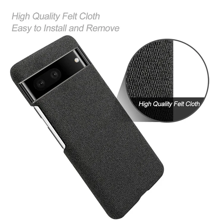 Для Google Pixel 7 Drop Proof Solid Color Cloth Texture Protective Shell Hard PC Phone Case - Black