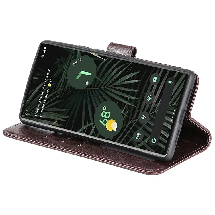 Para o Google Pixel 7 Pro PU PU Couro + TPU Iner TPU Profuça Capa Improvada de Mandala Flor Wallet Stand Caso de Suporte Com Cinta - Castanho