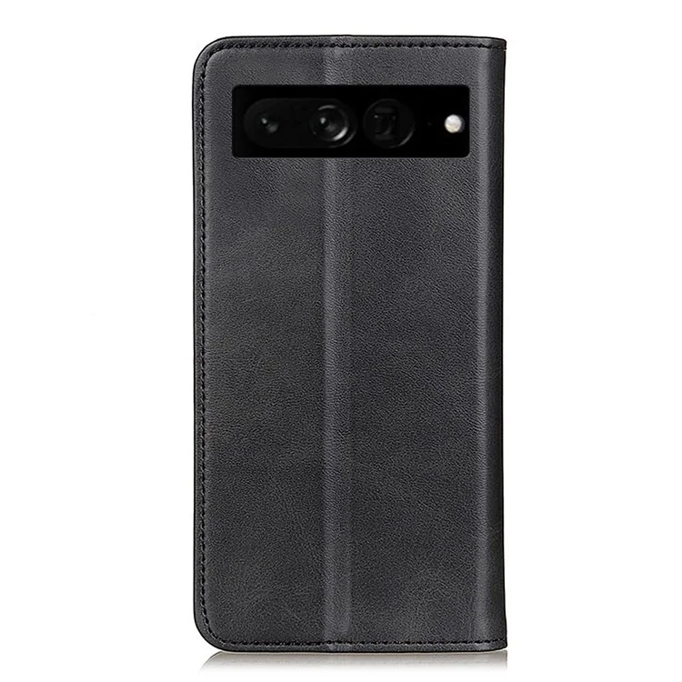 Para Google Pixel 7 Pro Magnético Autorbado Auto-Absorbido Thone Split Cuero Stand Stand Wallet Funda Protectora - Negro