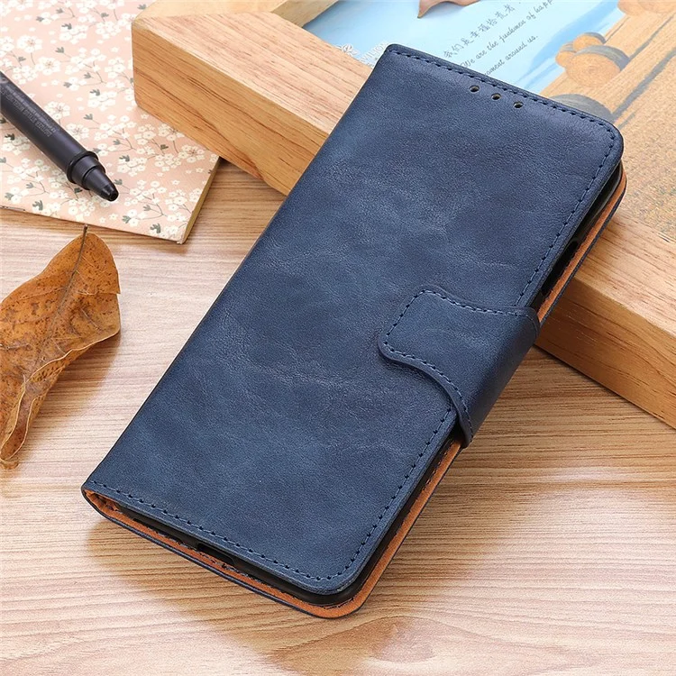 For Google Pixel 7 Pro 5G Crazy Horse Texture Split Leather Stand Case Anti-scratch Mobile Phone Wallet Cover - Blue