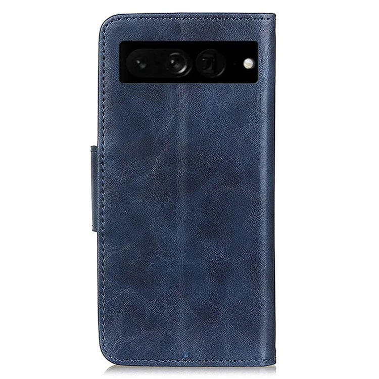 Pour Google Pixel 7 Pro Crazy Horse Texture Split le Cuir Stand Couvercle de Portefeuille Mobile Anti-rayures - Bleu