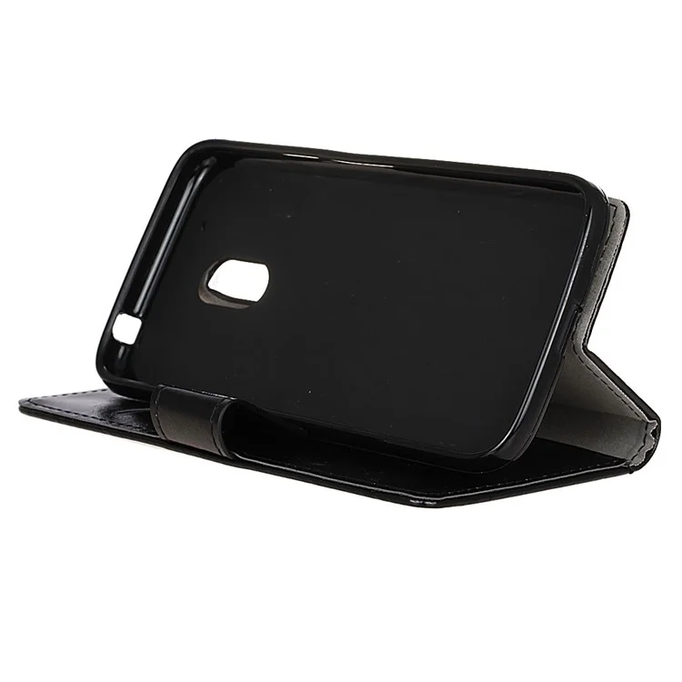 Crazy Horse Wallet Stand Leather Case for Motorola Moto G4 Play - Black