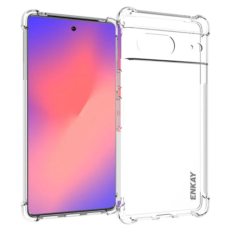 ENKAY HAT PRINCE Custodia Crystal Clear per Google Pixel 7 Protezione ai bordi in TPU Anti-scivolo Protezione rinforzata per gli angoli Phone Shell