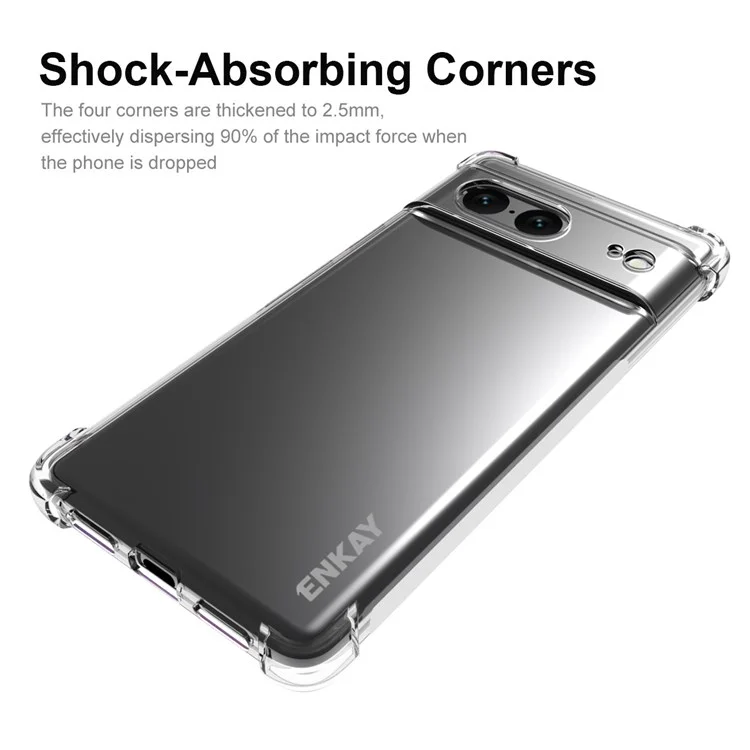 ENKAY HAT PRINCE Custodia Crystal Clear per Google Pixel 7 Protezione ai bordi in TPU Anti-scivolo Protezione rinforzata per gli angoli Phone Shell