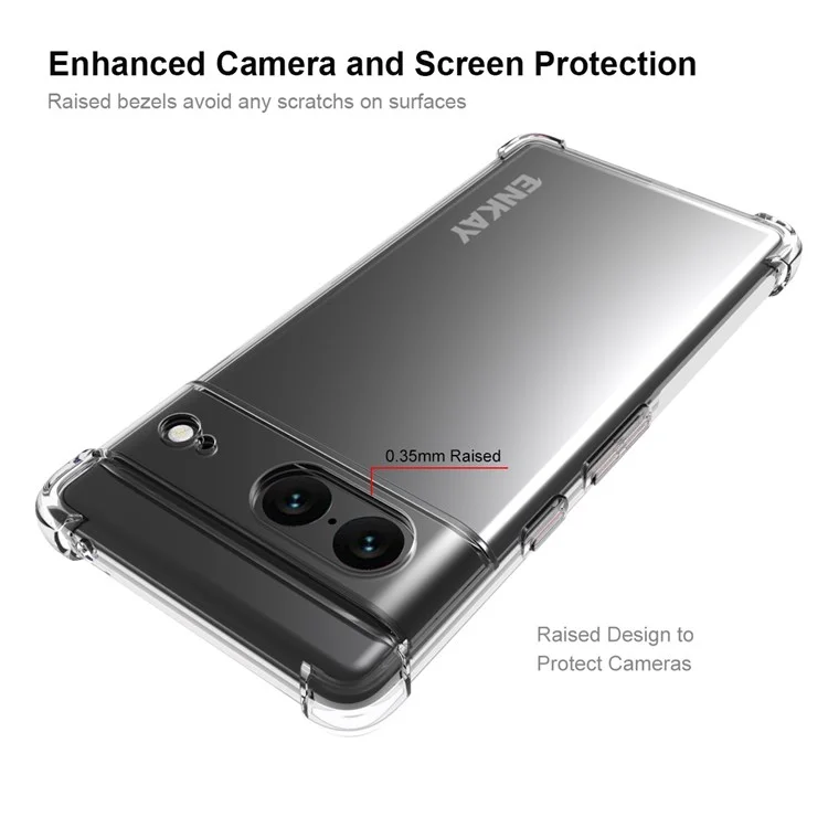 ENKAY HAT PRINCE Custodia Crystal Clear per Google Pixel 7 Protezione ai bordi in TPU Anti-scivolo Protezione rinforzata per gli angoli Phone Shell