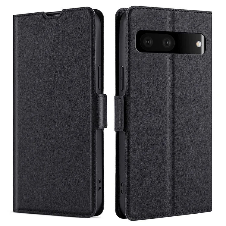 Ultra-Thin PU Leather Case for Google Pixel 7 5G Drop-Proof Stand Phone Cover Side Magnetic Closure Case with Card Slot - Black