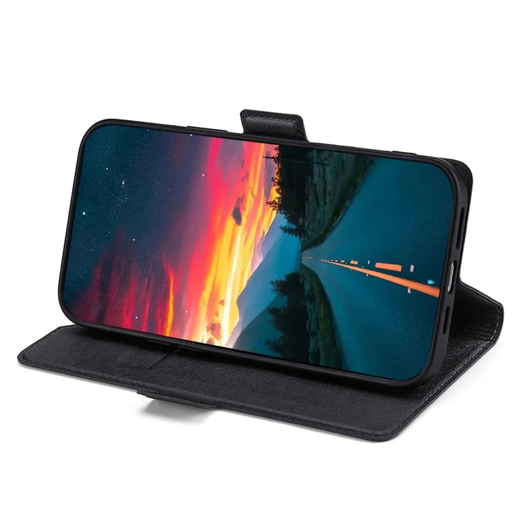 Ultra-Thin PU Leather Case for Google Pixel 7 5G Drop-Proof Stand Phone Cover Side Magnetic Closure Case with Card Slot - Black