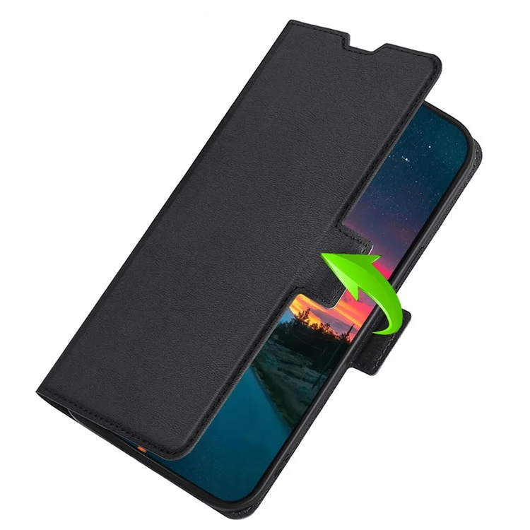 Ultra-Thin PU Leather Case for Google Pixel 7 5G Drop-Proof Stand Phone Cover Side Magnetic Closure Case with Card Slot - Black