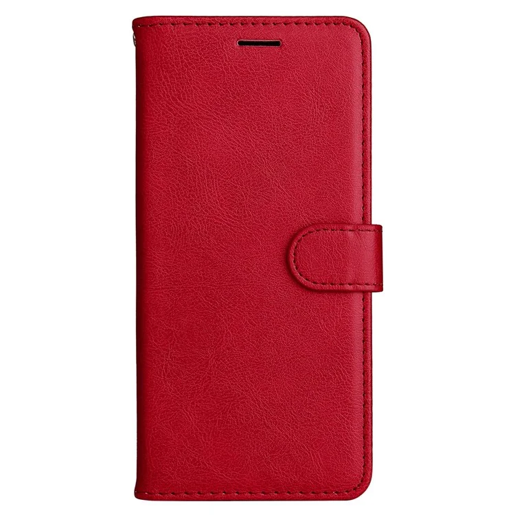 For Google Pixel 7 Pro 5G Case Solid Color Leather Mobile Cover Wallet Stand with Strap - Red
