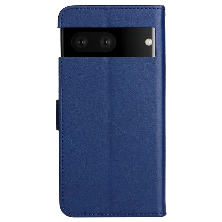 Série KT Leather-2 pour Google Pixel 7 Phone Flip Cover Housse en cuir PU Design portefeuille anti-poussière Support souple intérieur en TPU Coque de protection à rabat pour téléphone avec sangle - Bleu