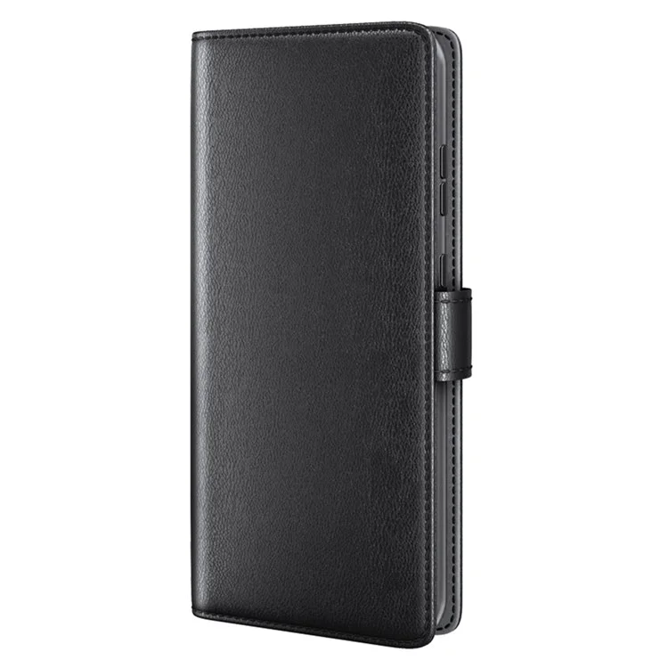Split Leather Genuine Leather Case for Google Pixel 6, Wallet Stand Folio Flip Protective Cover - Black