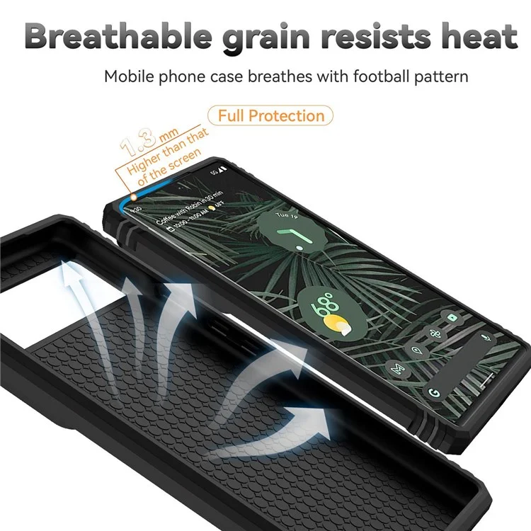Per Google Pixel 6 Ring Holder Metal Kickstand Phone Case Hard PC + TPU Shell with Slide Camera Protection Cover - Nero