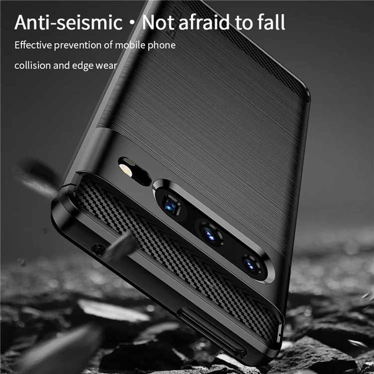 MOFI JK TPU Series-1 for Google Pixel 7 Pro 5G Soft TPU Back Cover Carbon Fiber Texture Brushed Surface Mobile Phone Bag Shell - Black