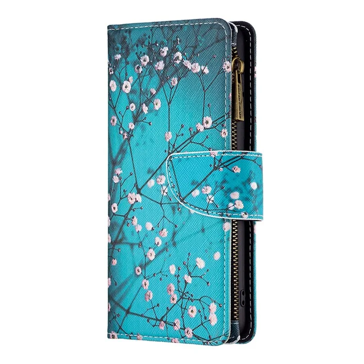 Para Google Pixel 7 BF Pattern Printing Leather Series-4 03-Style Zippered Leather Phone Shell Wallet + Ajustable Stand Folio Flip Phone Case - Winter Sweet
